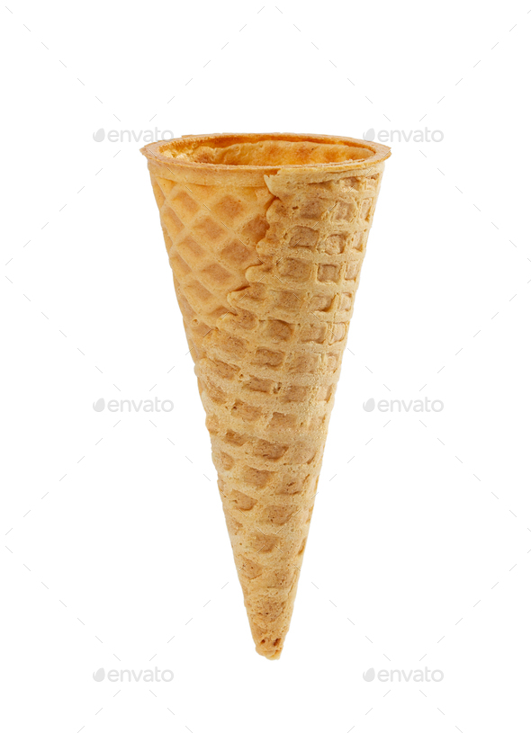 Empty waffle ice cream cone with smooth edge Stock Photo by Nataliia